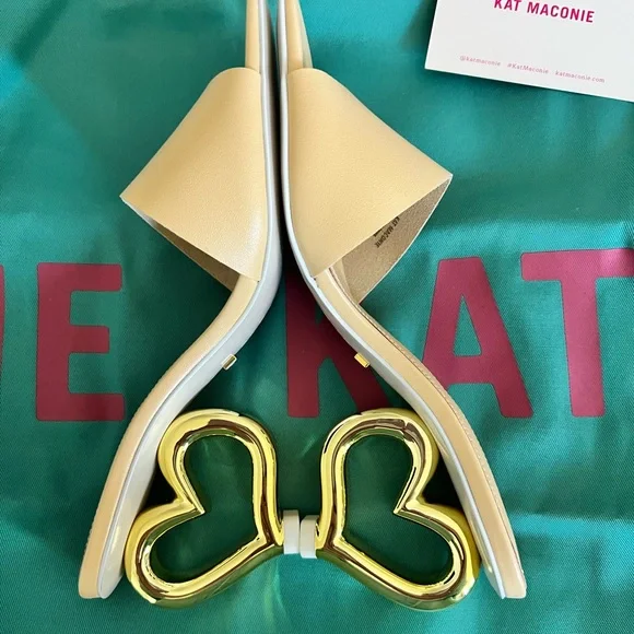 Gold and Cream Heart Heel Sandals - Picture 7 of 11